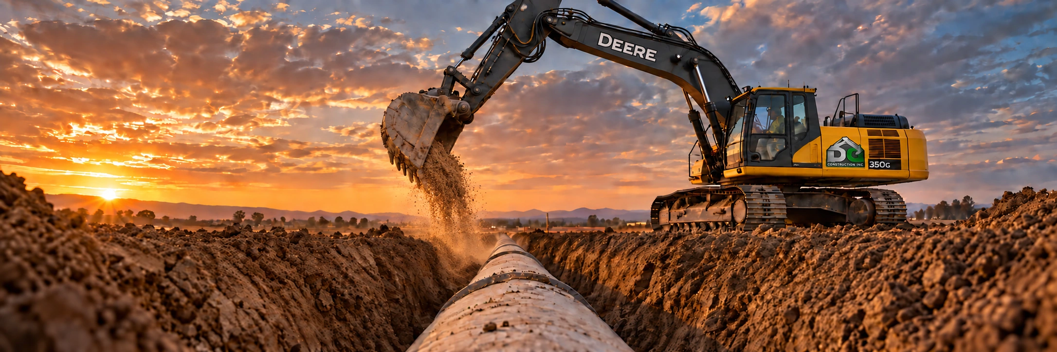 Illustrative rendering: Storm drain backfill operation